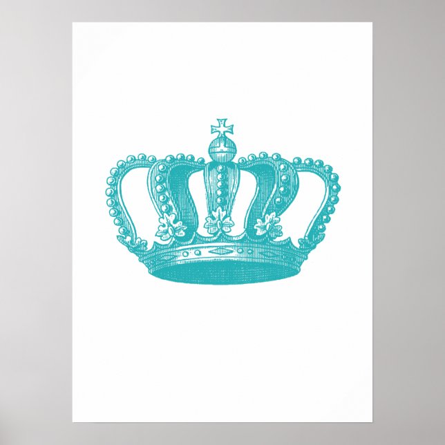 Poster Girl Aqua Blue Couronne Vintage (Devant)