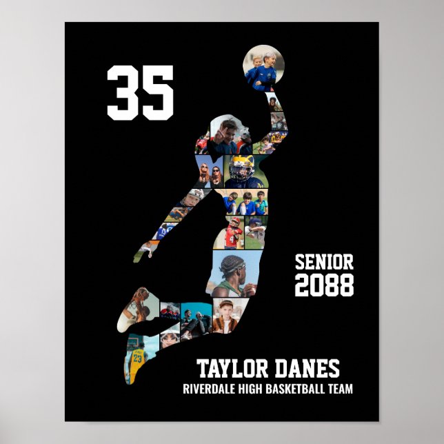 Poster Girl Basketball Player Sports Senior Photo Collage (Devant)