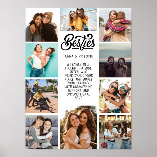 Poster Girl Besties 10 photos texte personnalisé police n (Devant)