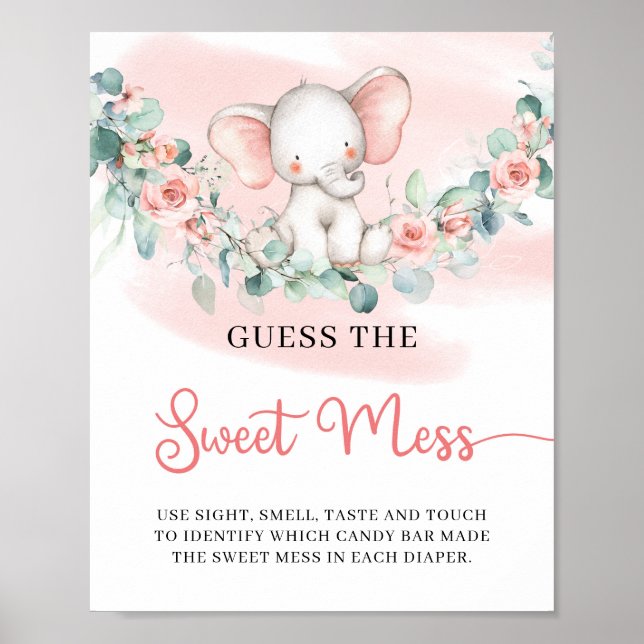 Poster Girl Elephant Guess The Sweet Mess jeu signe (Devant)
