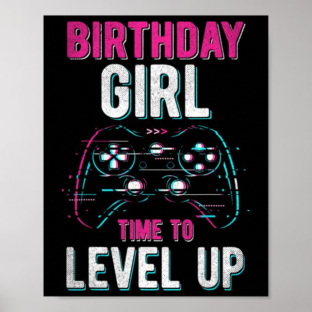 Poster Girl Level Up Vidéo Jeu Anniversaire Fête Cadeaux  (Devant)