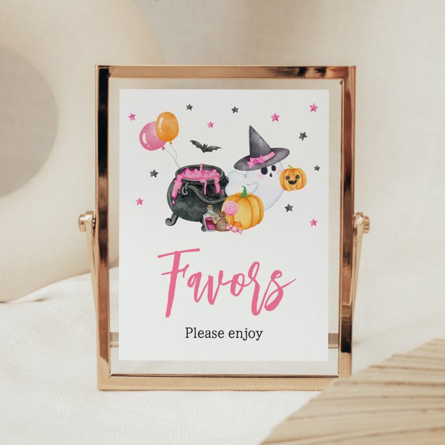 Poster Girl Little Boo Ghost Baby shower Faveurs (Ghost Halloween Baby Shower Favors Sign)