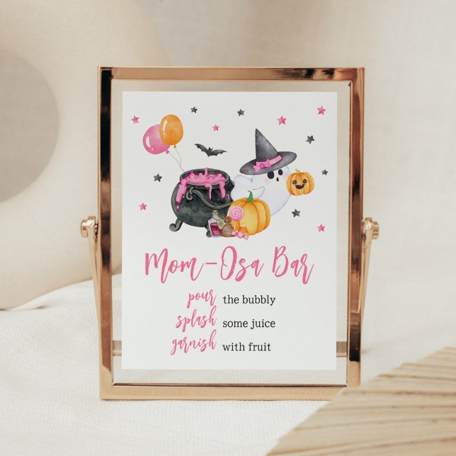 Poster Girl Little Boo Ghost Baby shower Maman Osa Bar (Ghost Halloween Baby Shower Mom Osa Bar Sign)