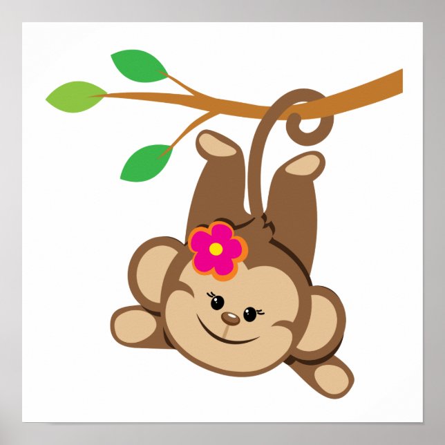 Poster Girl Swinging Monkey (Devant)