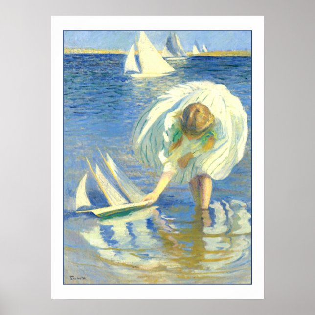 Poster Girl With Sailboat par Edmund Charles Tarbell (Devant)