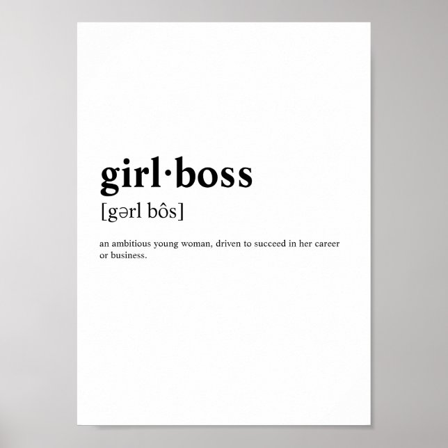 Poster Girlboss - Signification du dictionnaire (Devant)