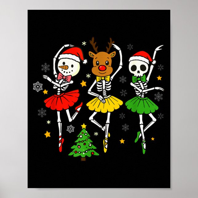 Poster Girls Christmas Ballet Skeleton Ballerina Women Sk (Devant)