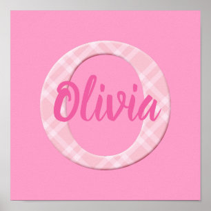 Poster Girls Name Custom Plaid Letter O