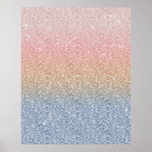Poster Girly Blush Rose Gold Blue ombre