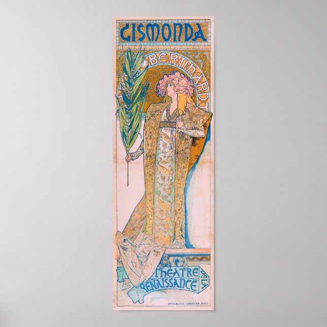 Poster Gismonda, Sarah Bernhardt, Mucha (Devant)