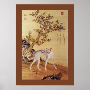 Poster ~Giuseppe Castiglione~ de lévrier de ~ de 苍水虬 de