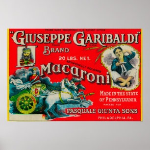 Poster Giuseppe Garibaldi Macaroni Étiquette