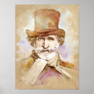 Poster Giuseppe Verdi Portrait im Aquarell Style