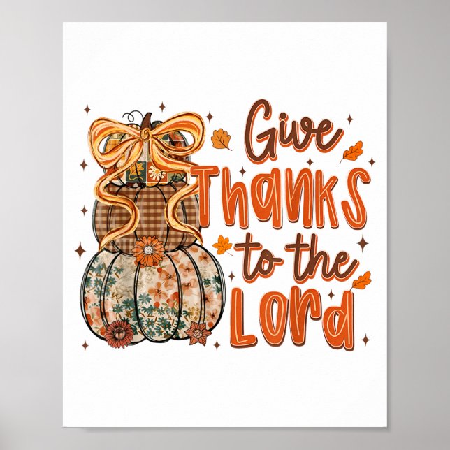 Poster Give Thanks To The Lord Fall Christian Cross Coque (Devant)