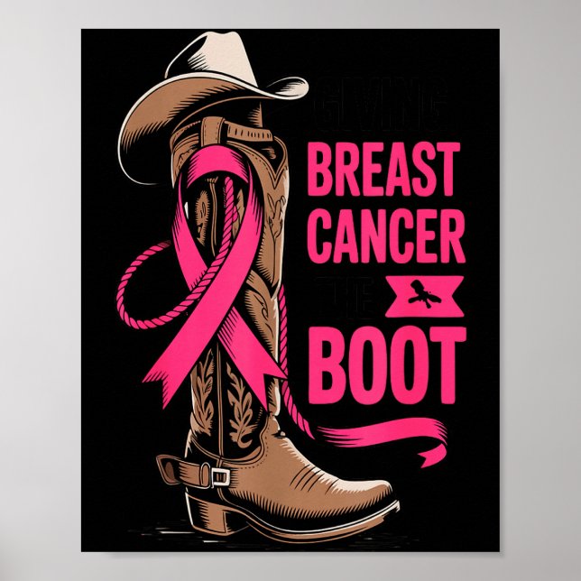 Poster Giving Breast Cancer The Boot Cowboy Design  (Devant)