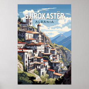 Poster Gjirokaster Albanie Travel Art Vintage