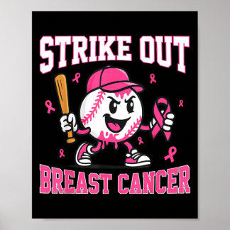 Poster Glace à la Crème Baseball Strike Out Breast Cancer
