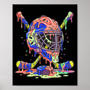 Poster Glace de joueur de hockey garçons enfants pour la