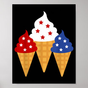 Poster Glace de la fête du Memorial Day du 4 juillet patr