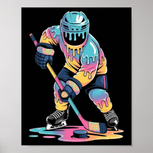 Poster Glace drôle de hockey qui coule garçons hockey jeu