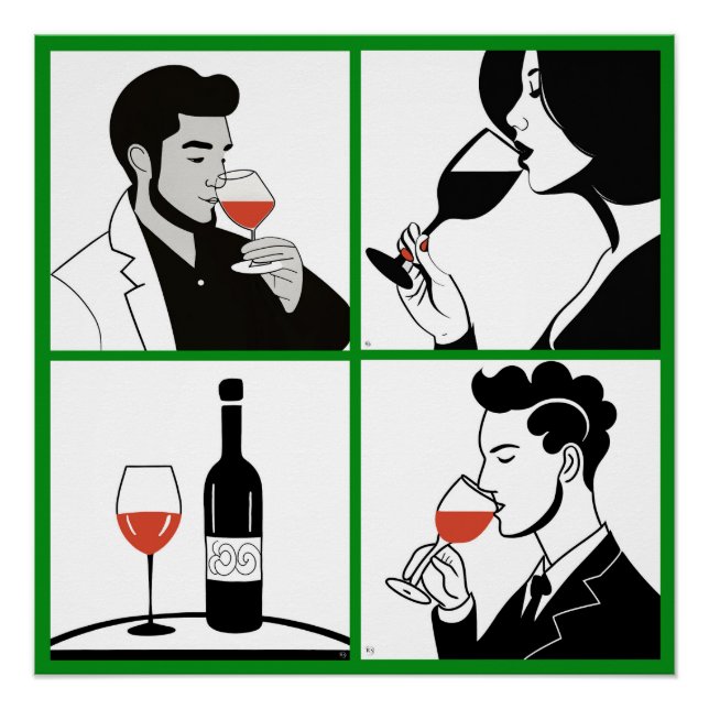 Poster glacé du Quartet de vin (Devant)