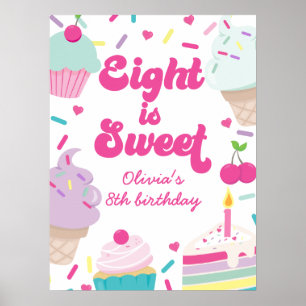 Poster Glace et gâteau Eight est un 8ème anniversaire dou