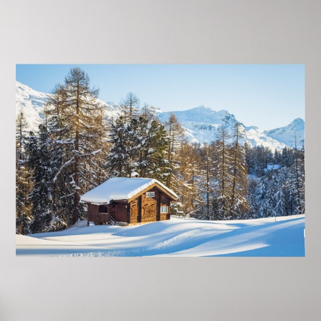 Poster Glace et neige | Journal d'hiver Cabine Alpes suis (Devant)