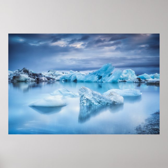 Poster Glace et neige | Lagune Jokulsarlon, Islande (Devant)