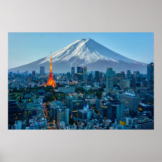 Poster Glace et neige | Mt. Fuji et Tokyo Skyline (Devant)