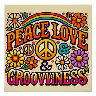 Poster glacé Paix, Amour & Grooviness