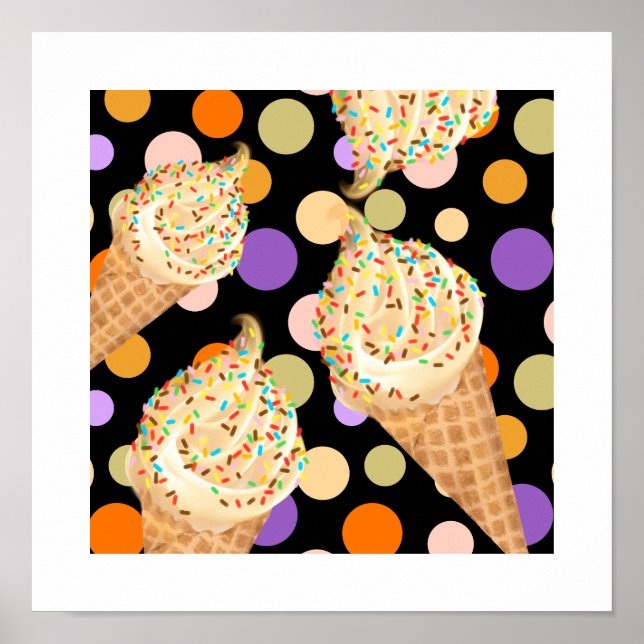 Poster Glaces festives amusantes et arrosées colorées (Devant)
