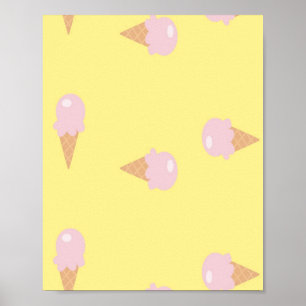 Poster Glaces roses sur jaune