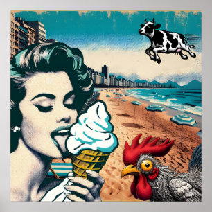 Poster "glaces sur la plage"