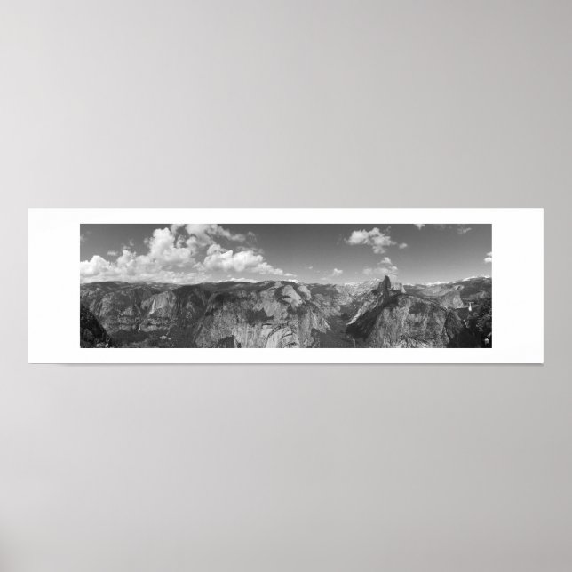 Poster Glacier Point Horizon Panoramique noir et blanc (Devant)