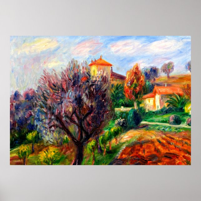 Poster Glackens - Coteau avec oliviers (Devant)
