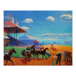 Poster Glackens - Piste de course, peinture populaire,