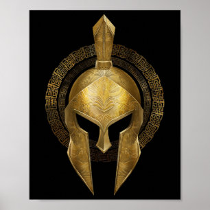 Poster Gladiateur d'or Spartan Casque Guerrier Sparte Gre