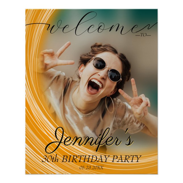 Poster Glam Girly Photo Script 20 30 40 e fête d'annivers (Devant)