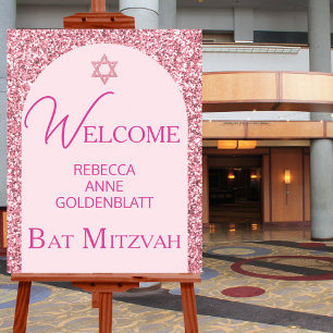 Poster Glam Pink Elegant Chic Bat mitzvah Bienvenue