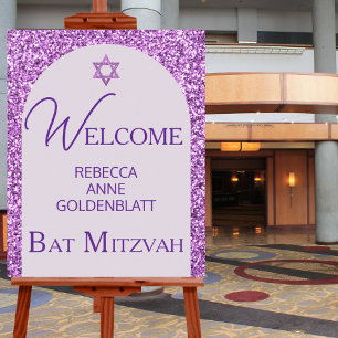 Poster Glam Purple Elegant Chic Bat mitzvah Bienvenue