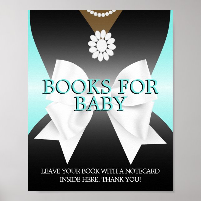 Poster Glam Turquoise Tiffany Baby showers Livres pour bé (Devant)