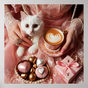 Poster Glamor mode luxe girly photo de café