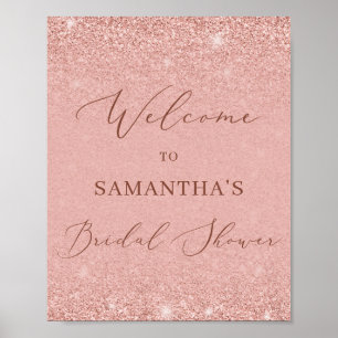 Poster Glamor rose or douche nuptiale signe de bienvenue