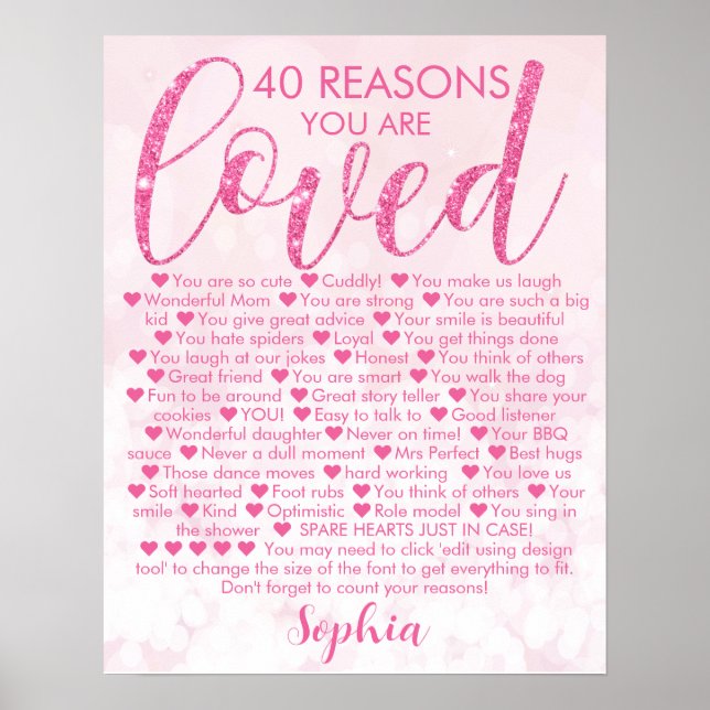 Poster Glamour rose 40e anniversaire 40 raisons Pourquoi (Devant)