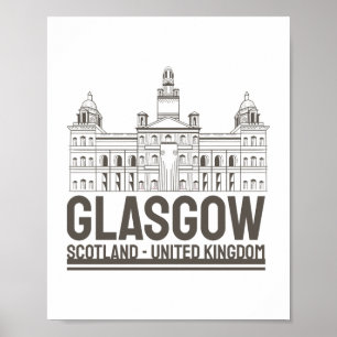 Poster Glasgow Écosse Architecture Vintage VoyagesDesign