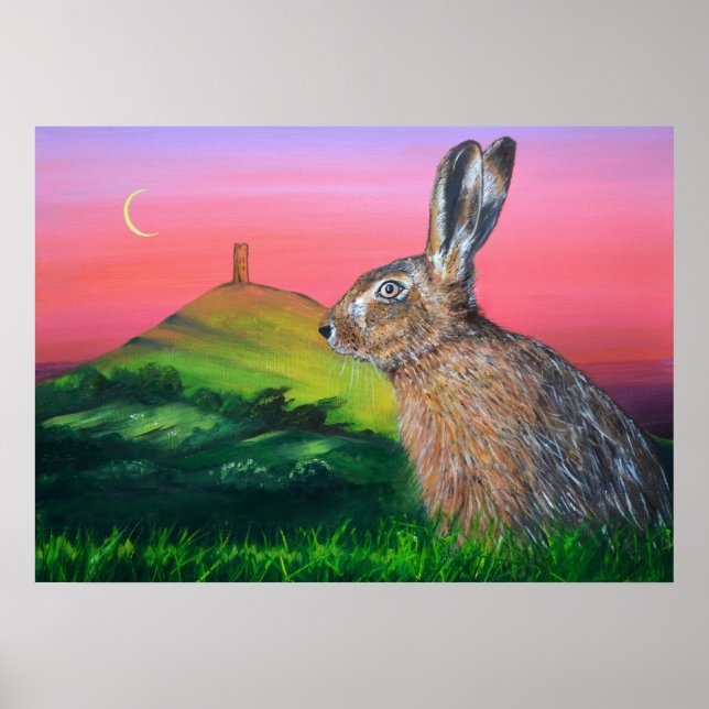 Poster Glastonbury hare (Devant)