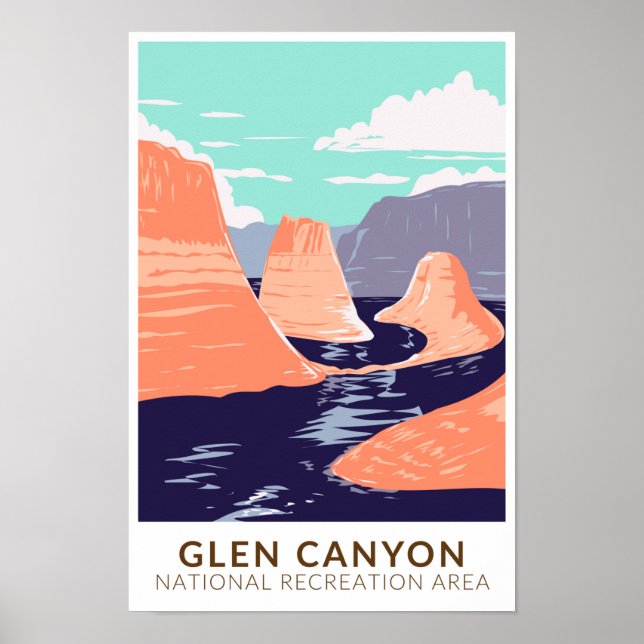 Poster Glen Canyon Réflexion Canyon Vintage (Devant)