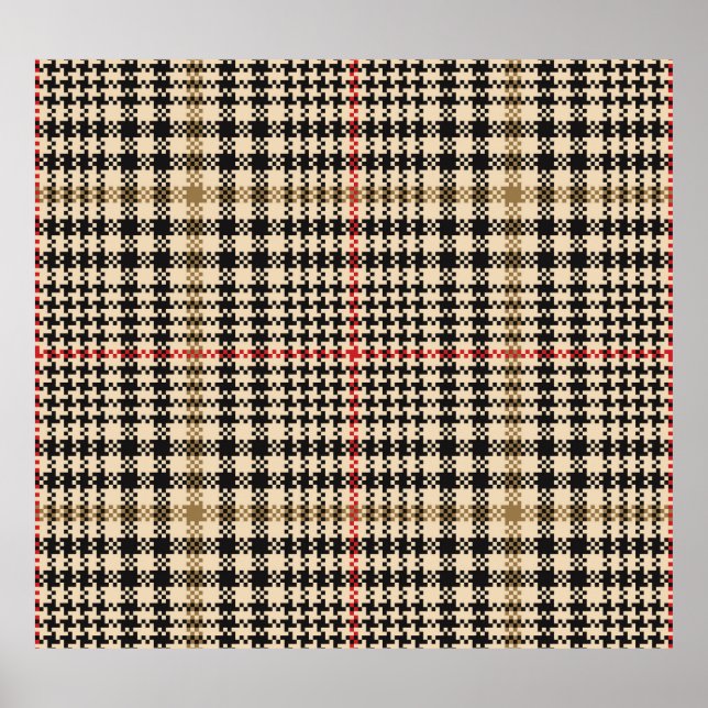 Poster Glen Check Plaid Pixel Art (Devant)