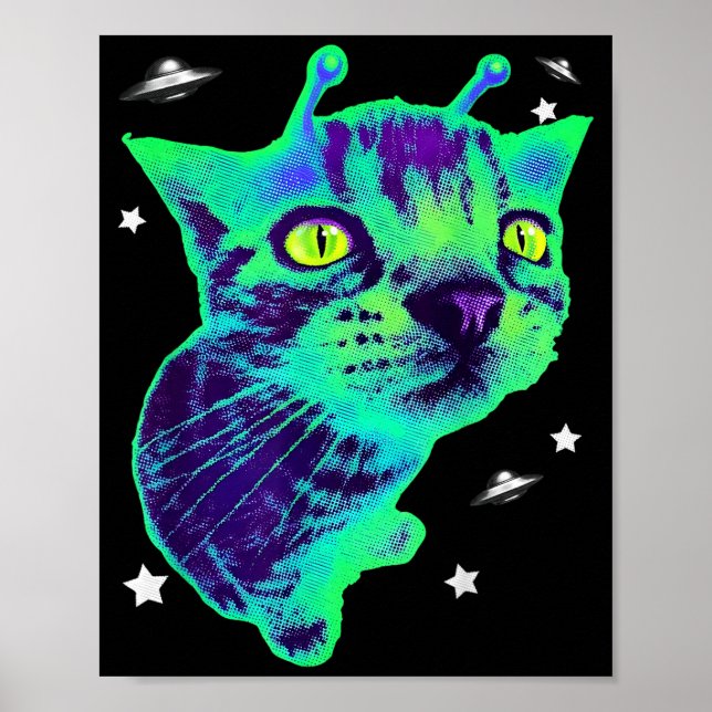 Poster Glerp Glorp Funny Alien Cat Meme Gnarp Cat Silly A (Devant)