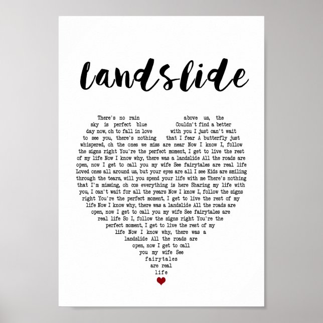 Poster Glisser Chanson Coeur Blanc Lyrique Mur Art Imprim (Devant)